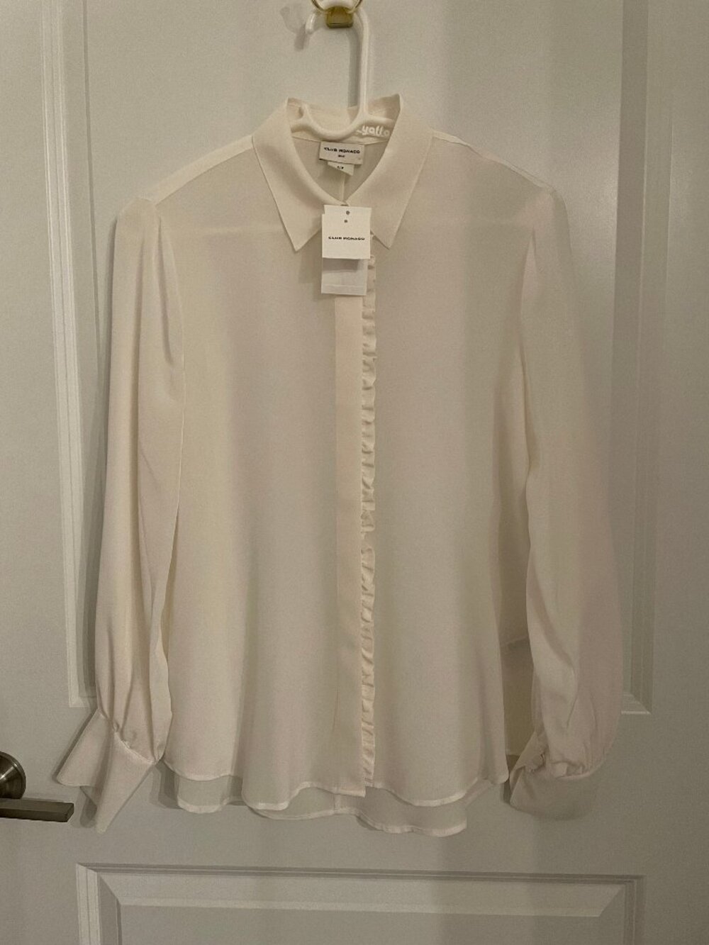 Club Monaco Silk Ruffle Detail Shirt (Brand new with tags)